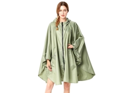 Poncho Impermeable Y Reutilizable Ligero Con Capucha Para Actividades Al Aire Libre - Verde Té