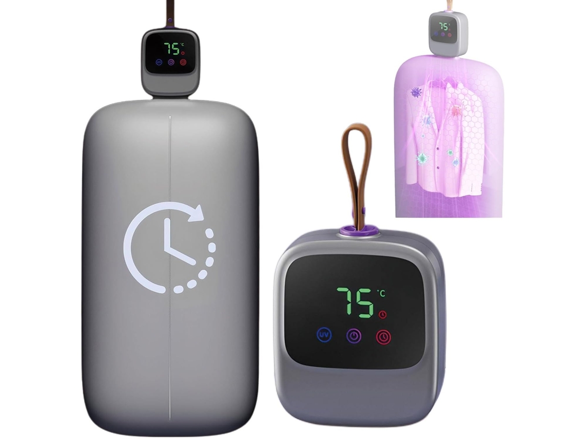 Secador De Pelo Eléctrico Portátil - Secado Rápido Y Elimina Los Ácaros Del Polvo - 450 W - Gris