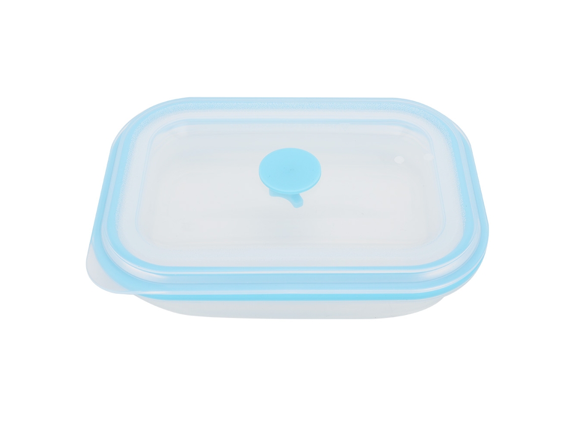 Fiambrera Plegable De Silicona Portátil De 600 Ml Para Alimentos Con Diseño Compacto - Azul