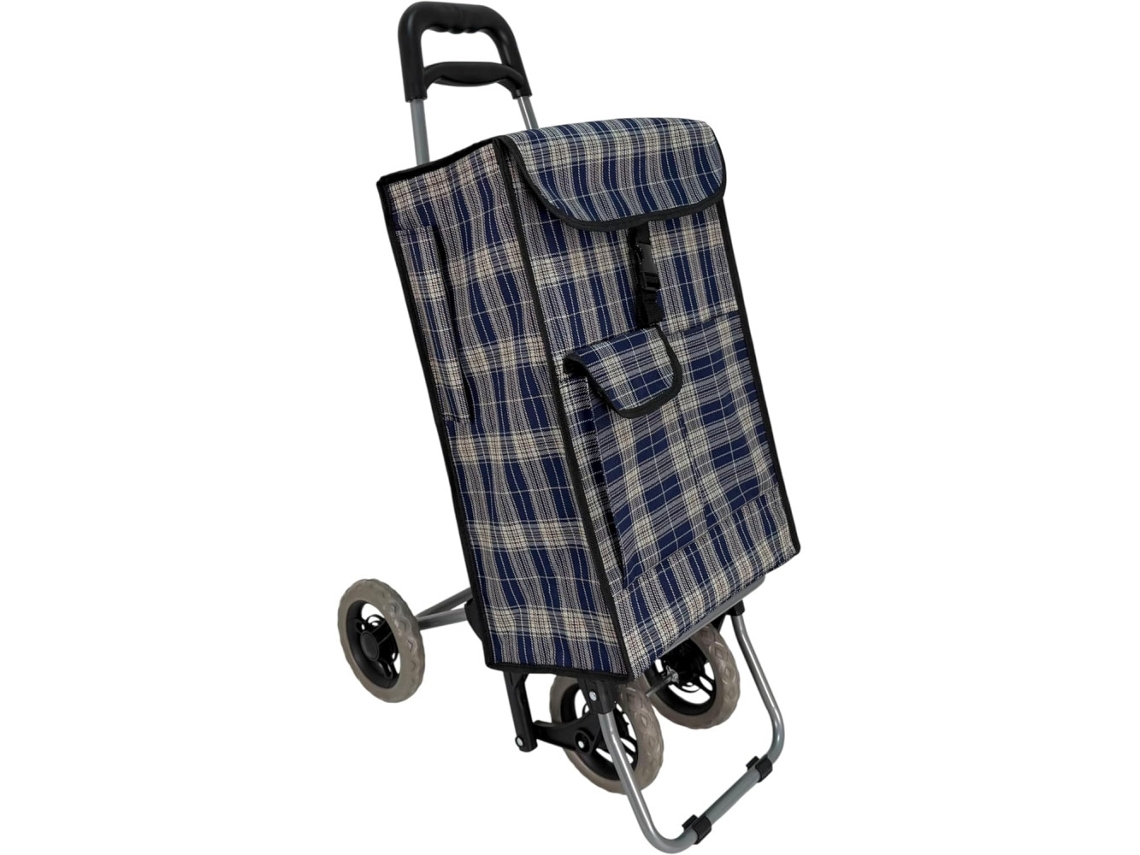 Carro De La Compra Plegable Con Bolsa Impermeable 44l Litros 4 Ruedas Para Subir Escaleras, Carrito, 4 Bolsillos. (azul Marino)
