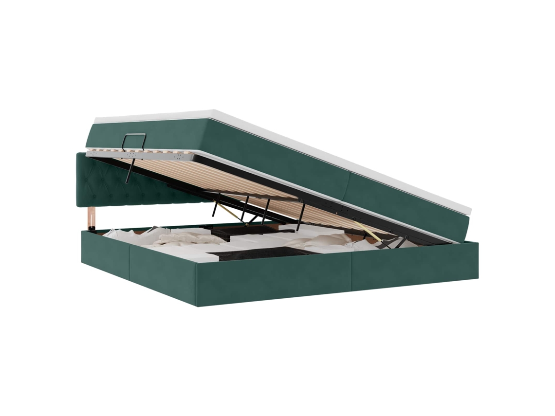 Syfax™ Cama De Almacenamiento Led Con Colchón Verde Oscuro