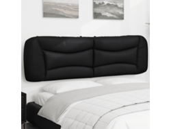 Cabecero De Cama Acolchado Cuero Sintético Negro 180 Cm