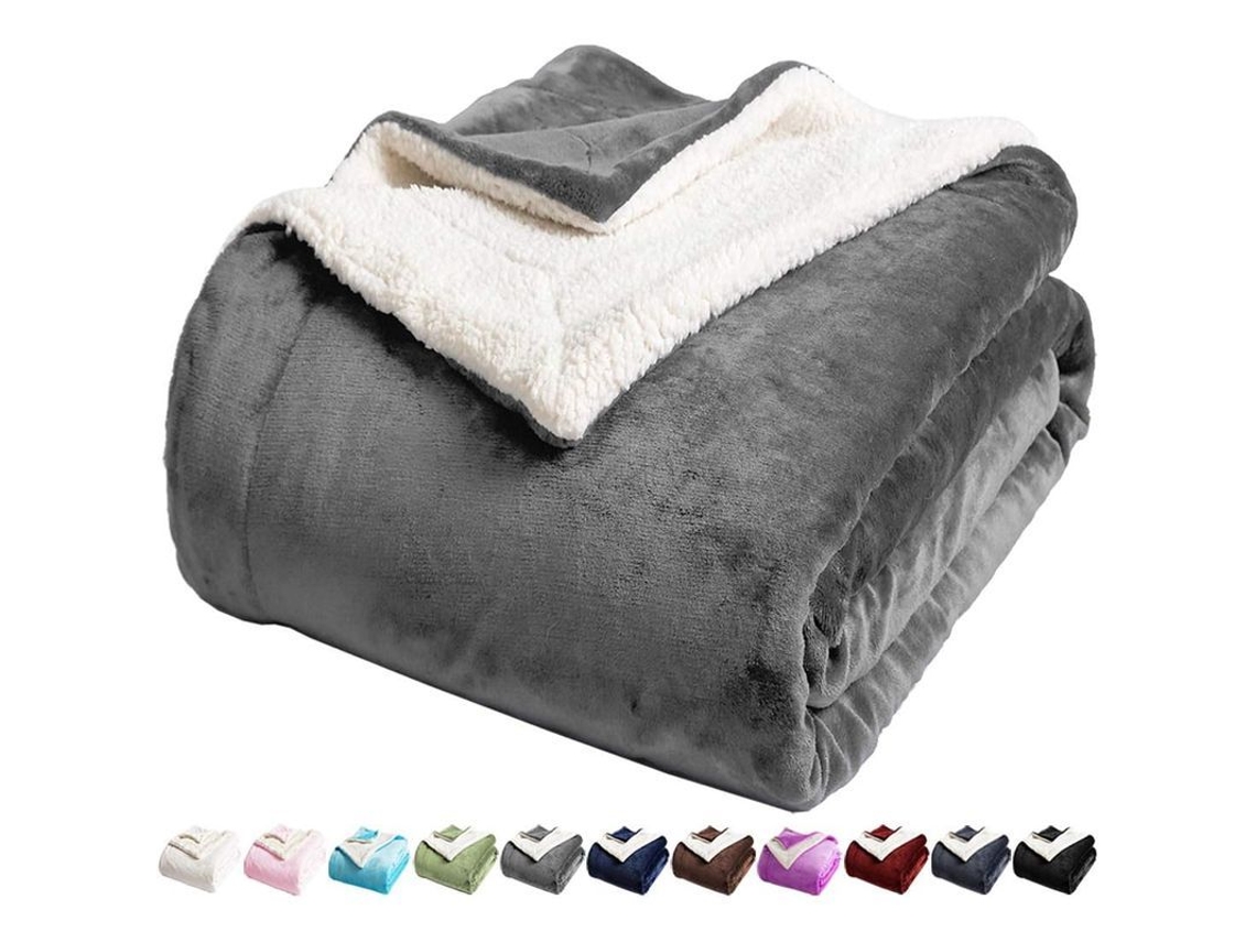 2026-40002-manta Fleece Doble Reversible Tamaño Twin Suave Peluda Caliente Para Sofa Cama Gris 40×55 Pulgadas