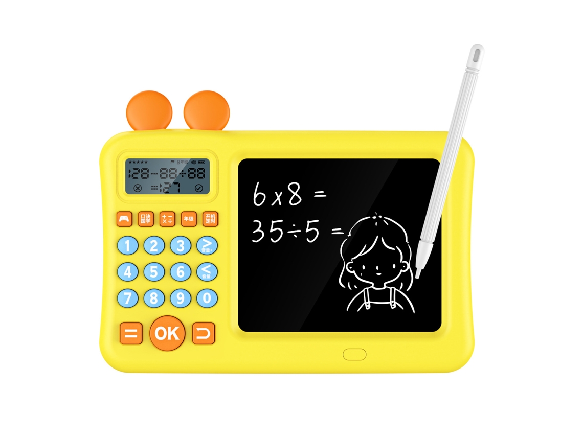 Calculadora Para Crianças Com Bloco De Anotações E Quadro De Desenho Aprendizagem Matemática Amarela