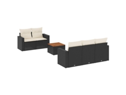 Maison Exclusive - Set De Sofás De Jardín 6 Piezas Y Cojines Ratán Sintético Negro