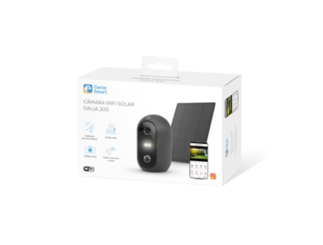 Cámara Seguridad Inteligente Exterior Dalia 200 Inalámbrica Wifi con Placa Solar GARZA