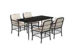 Conjunto 5 de muebles jardín VIDAXL con cojines ratán sintético negro