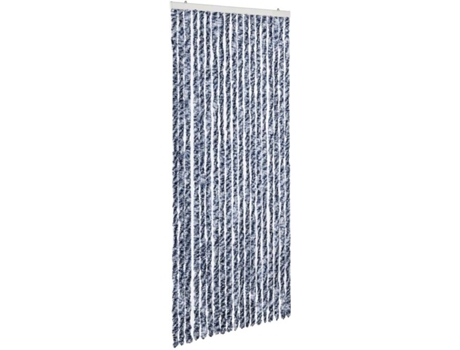 vidaXL Cortina mosquitera chenilla azul blanco y plateada 56x185 cm