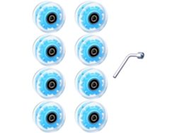 Ruedas De Poliuretano Luminosas Para Patines, Doble Fila, Azules, Extra Adherentes Y Duraderas.