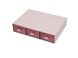 Organizador De Escritorio Multicapa De Plástico Impermeable Para Armar Uno Mismo, Con 3 Cajones Y Rayas Rosas.