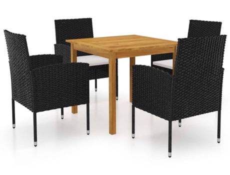 Conjunto 5 de comedor para jardín de VIDAXL negro