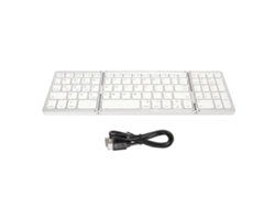 Teclado Bluetooth Plegable Triple Para Múltiples Dispositivos Inalámbricos - Plata Y Blanco