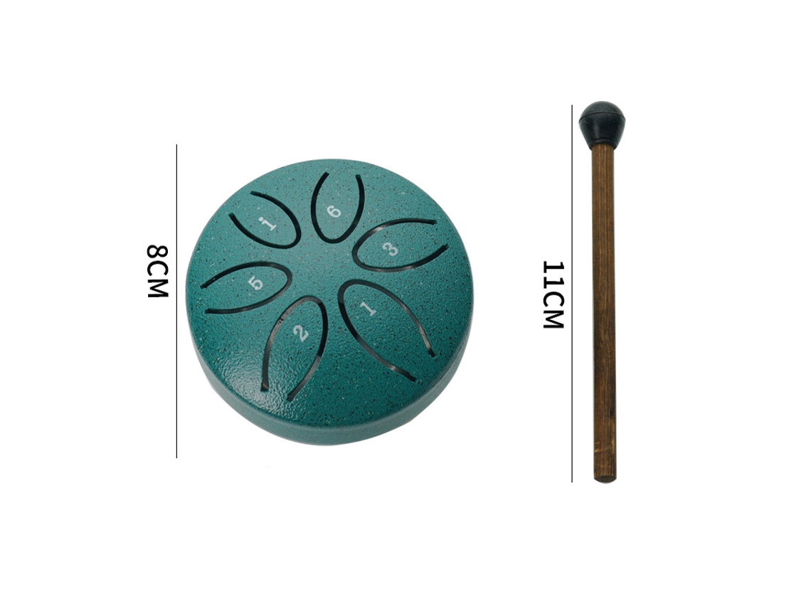 Tambor Handpan Digitallab de 3 pulgadas con 6 notas más pequeñas para bebés y baquetas (verde)
