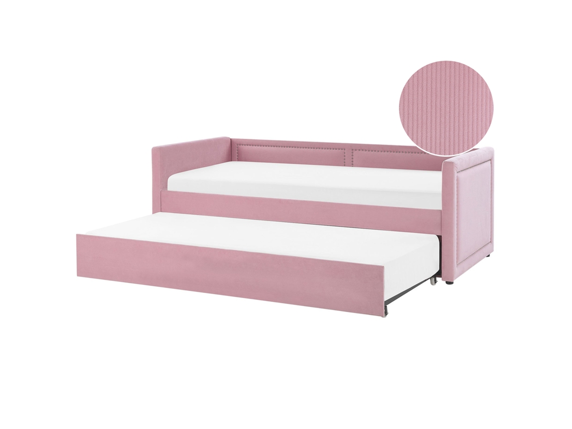 Cama con somier BELIANI Mimizan de Pana Rosa 189x216x76