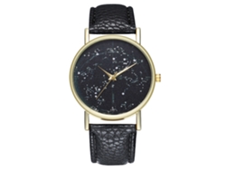 Reloj De Pulsera De Cuarzo Para Hombre/mujer De Piel Sintética Con Esfera Redonda Negra.