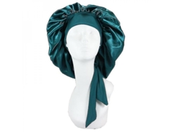 Gorro De Dormir De Seda Satinada Con Correa Ajustable, Gorro De Noche Verde Vti De Alta Calidad.