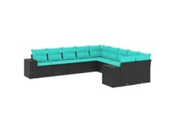 Maison Exclusive - Conjunto De Sofá De Jardín De 10 Piezas Con Cojines, De Poliratán Negro