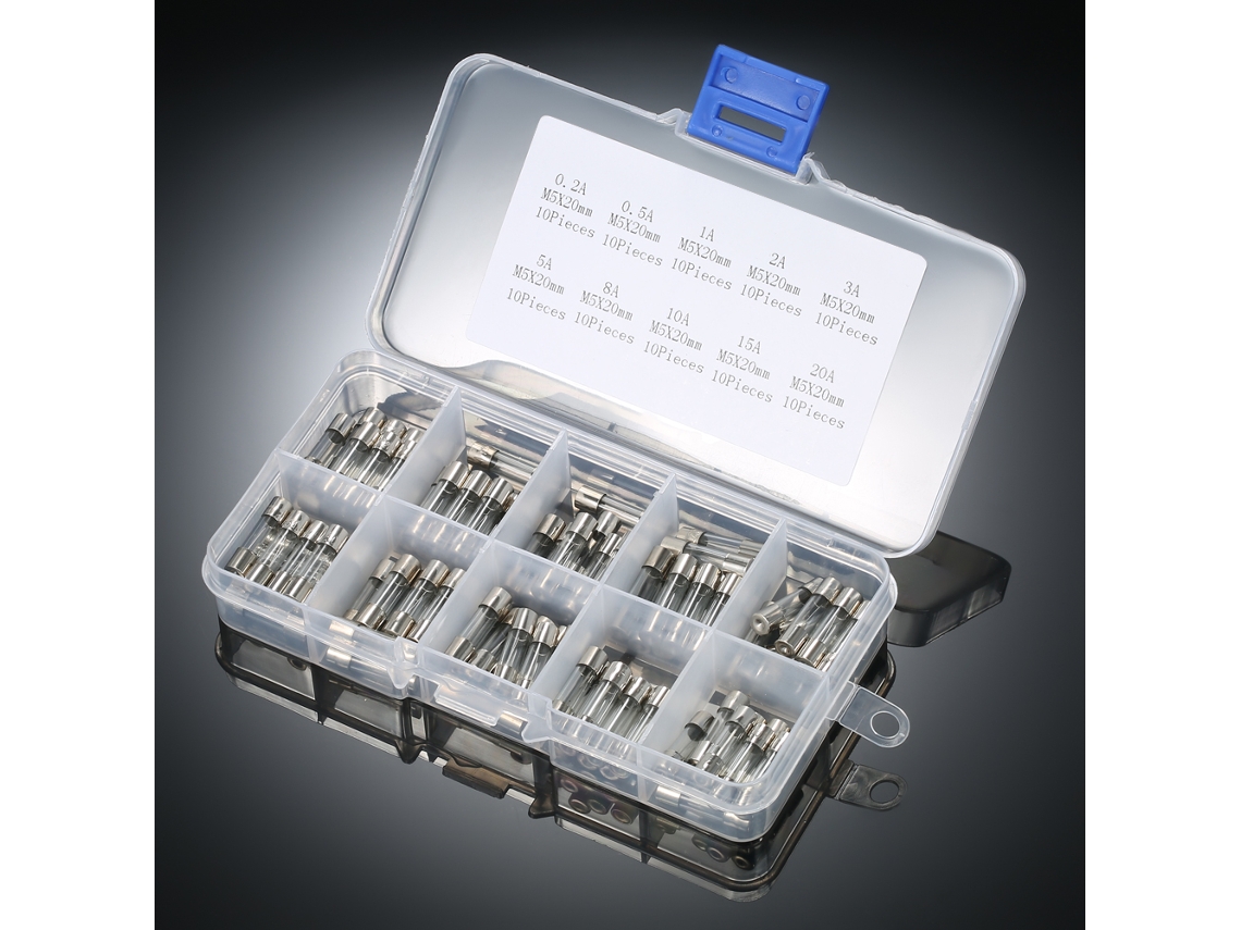 Kit De 100 Fusibles Tubulares De Vidrio De Acción Rápida De 5x20 Mm, De 0,2 A A 20 A Para Circuitos.
