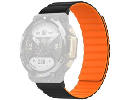 Correa de Silicona ajustable bicolor magnética para Huami Amazfit T-Rex 2 - negro/naranja