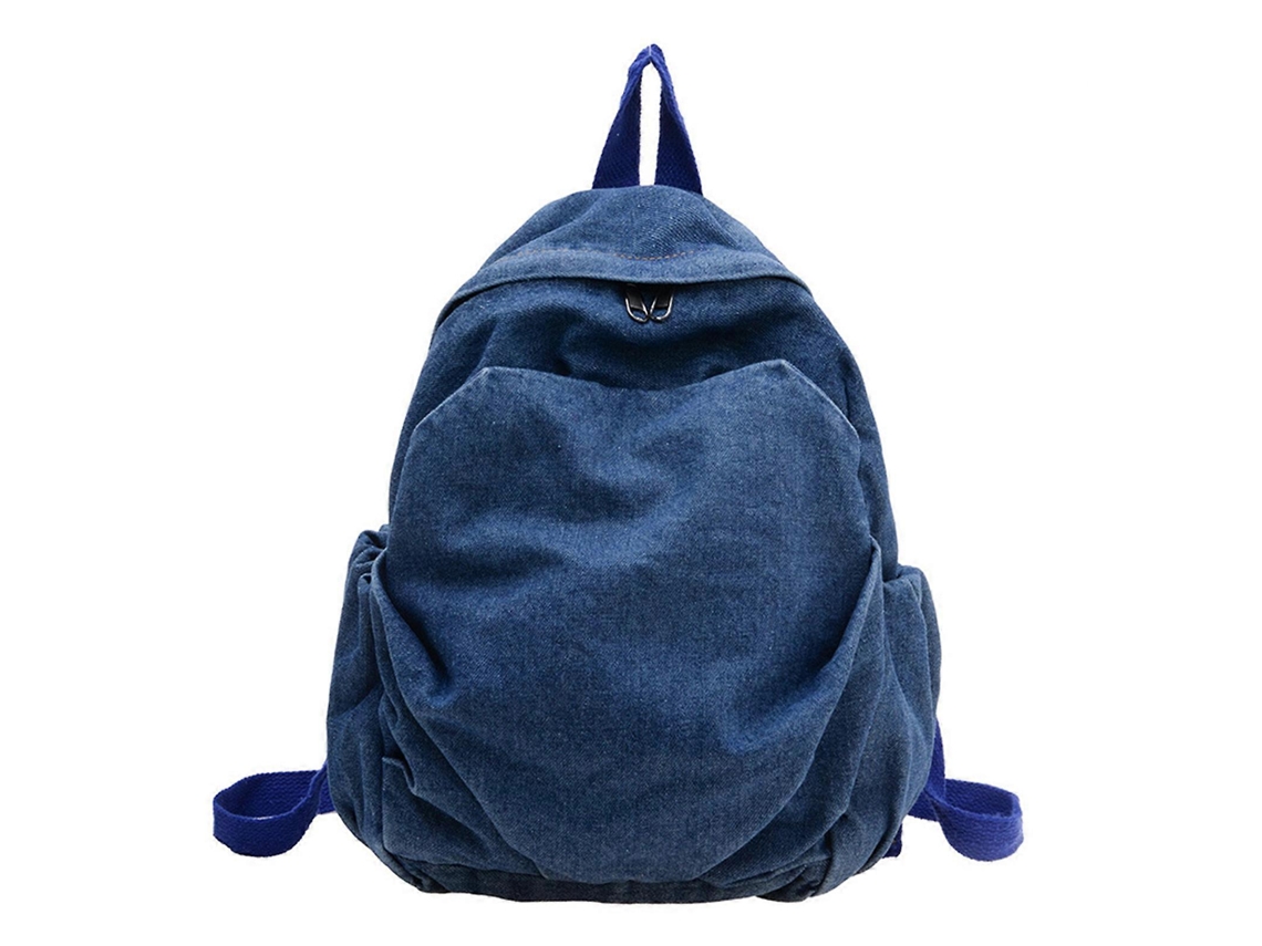 Mochila de viaje retro, mochila escolar de gran capacidad, mochila para libros para aventureros con estilo, azul oscuro.