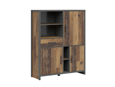Librería de 3 puertas y 1 cajón en madera de Paul y gris antracita PETITS-MEUBLES