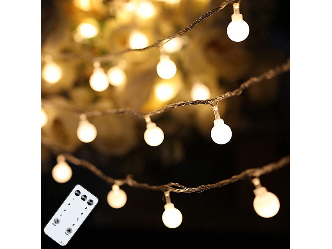 Guirnalda De Luces Led De 59 Pulgadas, 100 Burbujas, Luz Blanca Cálida, Enchufable Con 8 Modos Para Navidad Y Bodas.