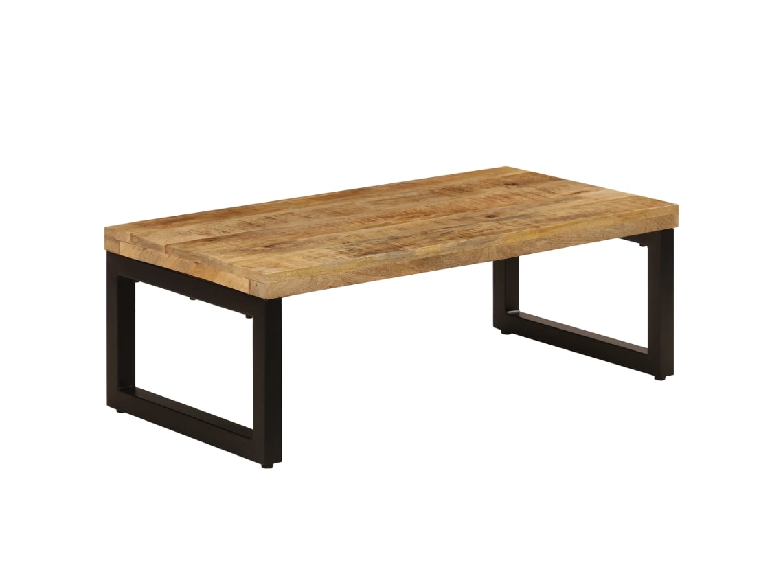 Mesa de Centro Apoyo 100X50X35 cm Madera de Mango Maciza y Acero