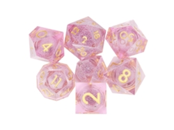 Ats-7pcs Dados De Resina Con Borde Afilado Transparente Poliedricos Con Arena Lenta Para Juegos De Rol Morado