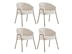 Juego de 4 Sillas Tela Sherpa Patas Doradas Beige Beige Mobrio