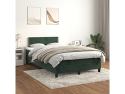 Cama Box Spring Con Colchón Terciopelo Verde Oscuro 120x200 Cm