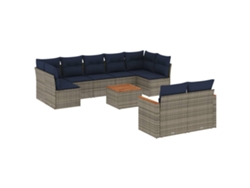 Maison Exclusive - Conjunto De Sofá De Jardín De 10 Piezas Con Cojines, Poliratán Gris