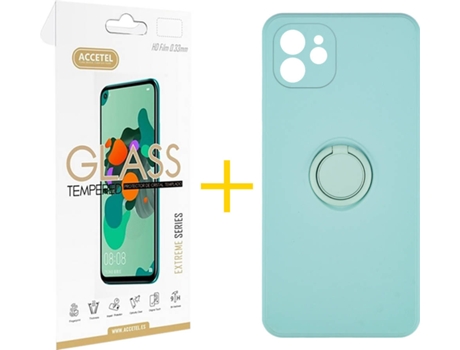 Carcasa + Protector de Pantalla para iPhone 12 Mini ACCETEL Verde Agua