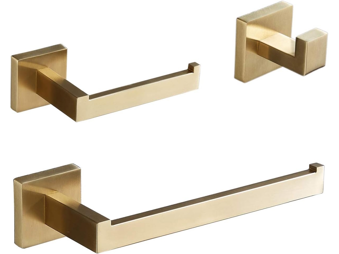 Juego de accesorios de baño en oro cepillado, montado en la pared RNEMITERY