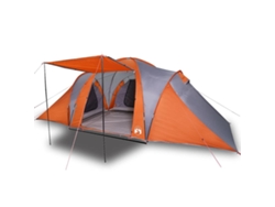 vidaXL Tienda familiar con cúpula impermeable 6 personas gris naranja