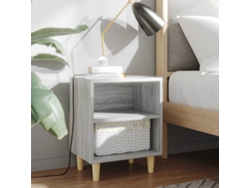 Mesita de Noche con Patas Madera Maciza 40X30X50Cm Sonoma Gris