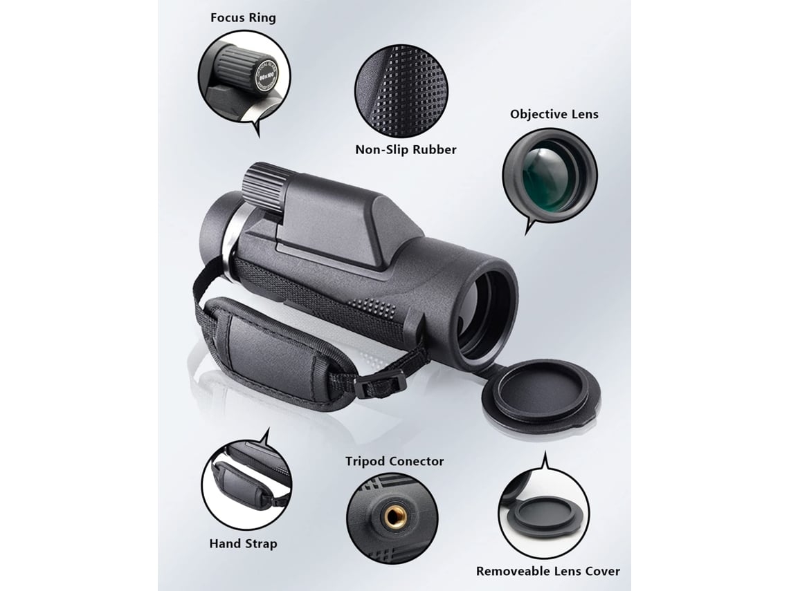 Telescopio monocular 80x100 de gran aumento para adultos con adaptador de prisma Bak4, fácil de transportar con asa de reposabrazos adecuada GUSSHIOUS