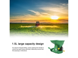Sembradora manual portátil de 1,5 L con 5 velocidades ajustables para semillas, fertilizantes y nieve (sin marca).
