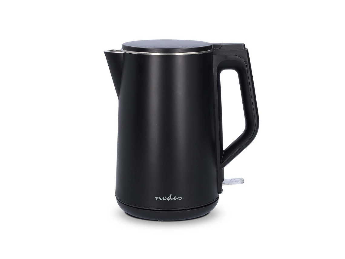 Hervidor eléctrico giratorio de plástico de 1,5 l y 2200 W con controlador Strix, color negro, Nedis