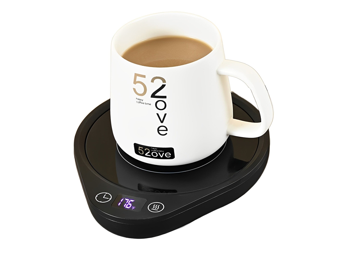 Calentador de tazas eléctrico, calentador de bebidas por inducción de gravedad con temperatura ajustable, patas antideslizantes, superficie impermeable