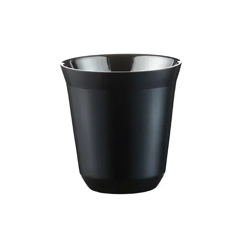 Taza De Espresso Para Camping Al Aire Libre (80 Ml, Negra), De Acero Inoxidable 304 De Doble Pared Con Aislamiento Térmico.
