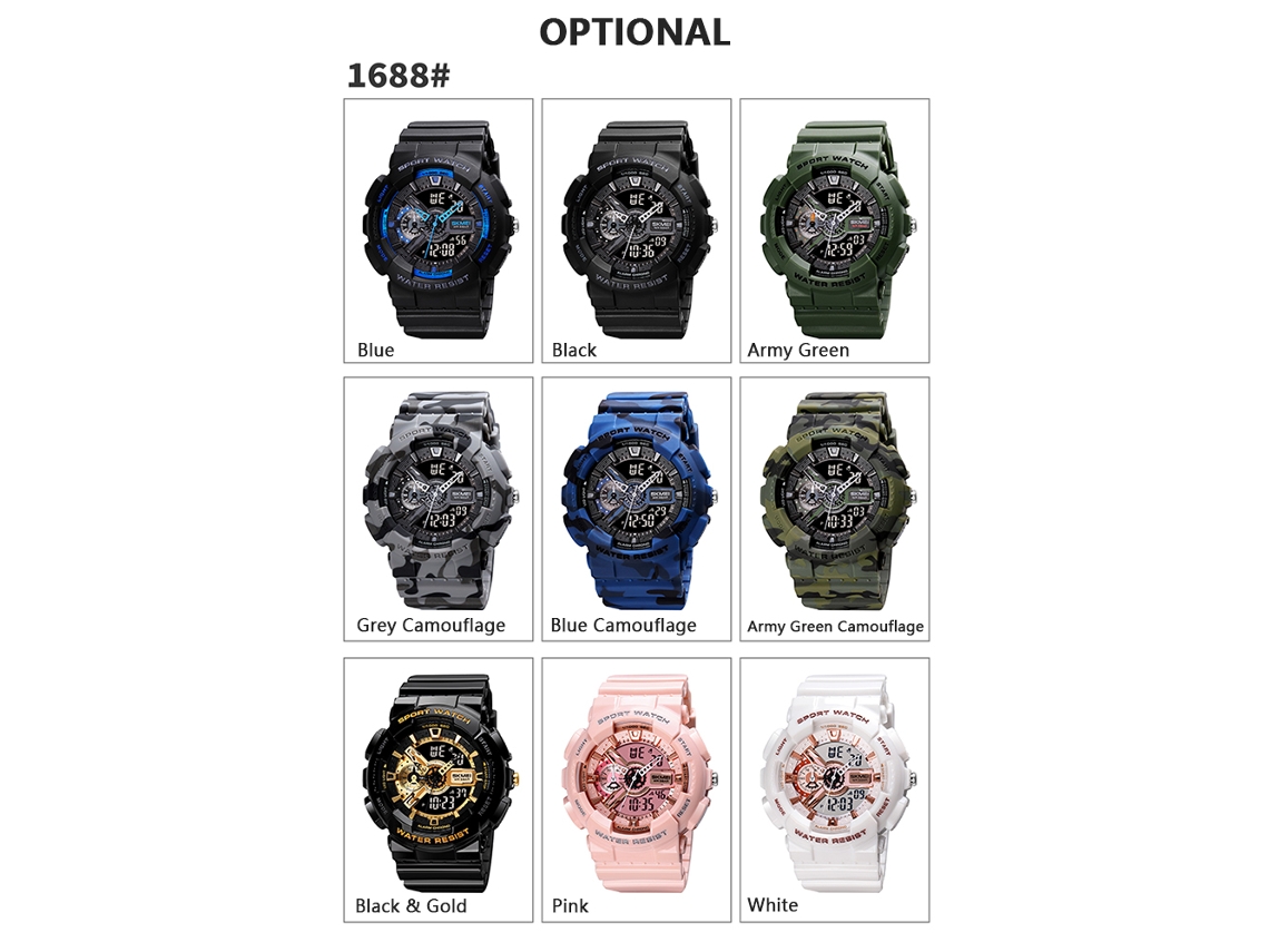 Reloj Digital Skmei Para Hombre, Resistente Al Agua Hasta 5 Atm, Con Doble Modo De Hora, Alarma Y Cronómetro. Regalo Ideal.
