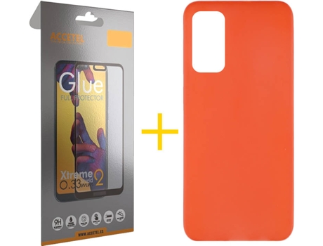 Kit Funda + Protector de Pantalla Huawei P Smart 2021 ACCETEL Liso Rojo
