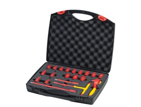 WIHA Juego de llaves de carraca aisladas de 3/8" de 21 unid. incl. caja de herramientas (43023)