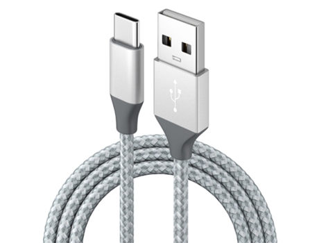 Cable de datos tipo c Teléfono Android QC3.03A Cable de datos de carga rápida para teléfono móvil Cable de carga del cargador USB-Gris y blanco 1M