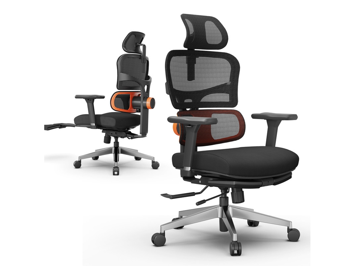 Silla ergonómica Newtral NT002 - Soporte lumbar adaptable, reposabrazos, reposacabezas y reposapiés ajustables - Negro