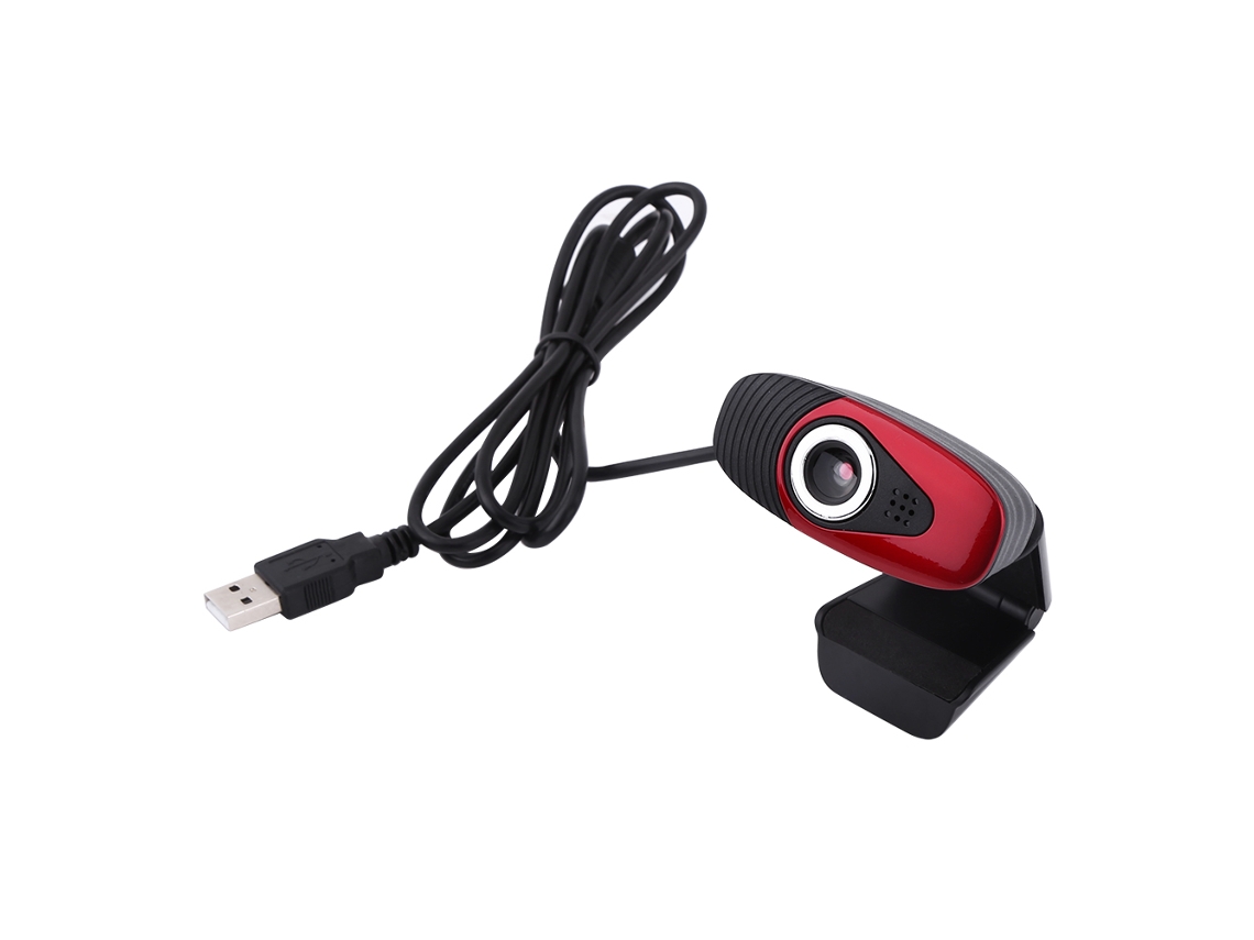 Webcam Usb 2.0 Para Pc, Cámara Web Flexible Con Enfoque Automático Rojo