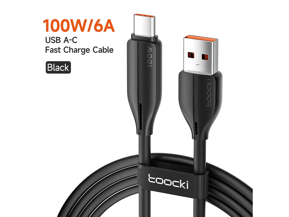 Cable USB Tipo-C 6A, carga rápida de 100W, datos, Super Charge USB-C para Huawei/Honor/Xiaomi, 1m/2m, negro