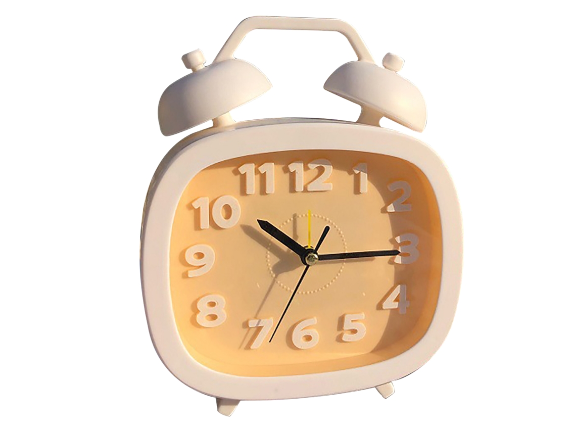 Reloj despertador con dos campanas potente DIY vertical para niños batería amarillo