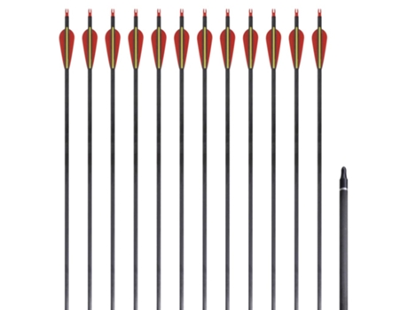 Flechas de carbono para arco recurvo estándar, 30" 0,76 cm, 12 pzas