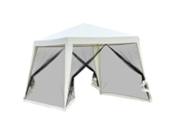 VPMKP - Gazebo Outsunny 3x3 m mosquitera con cremallera 4 lados crema